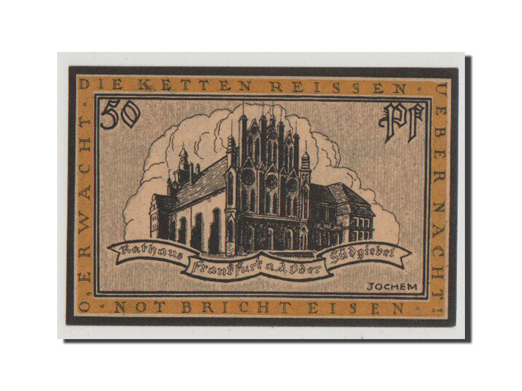 Geldschein, Deutschland, Frankfurt a Oder Stadt, 50 Pfennig, UNZ-, Mehl:377.1