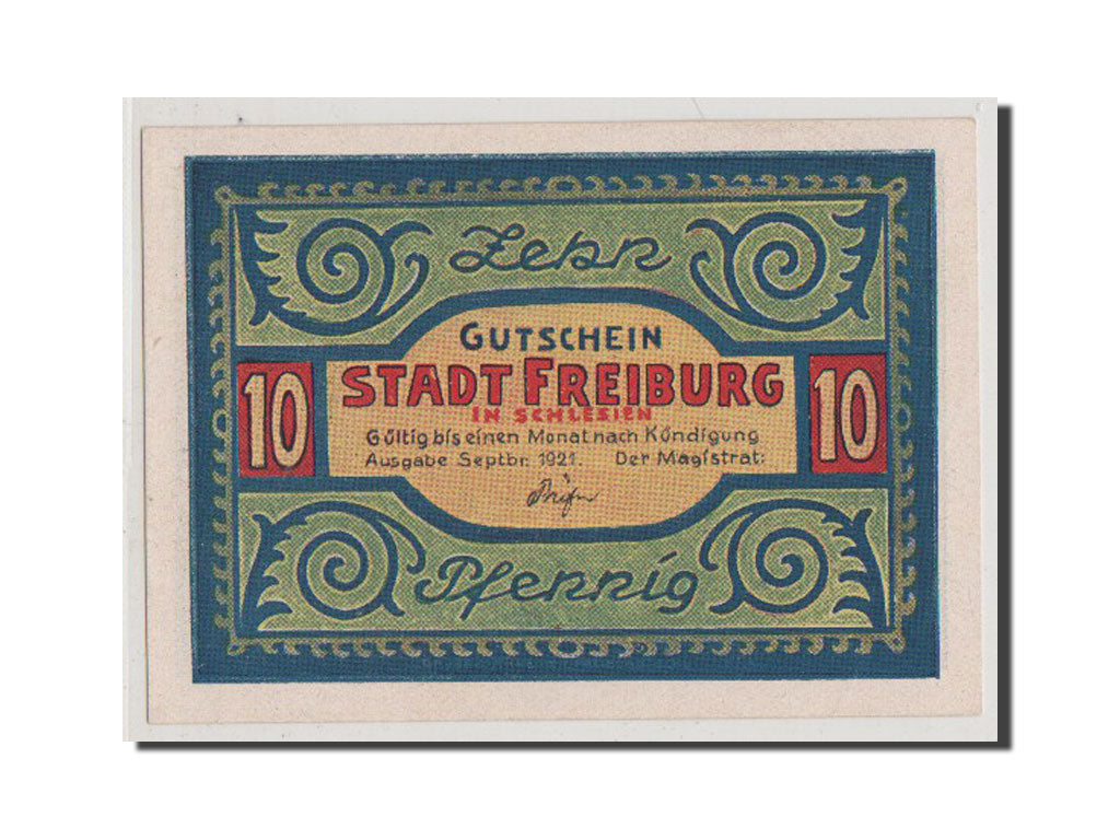 Banconote, Germania, Schlesien, 10 Pfennig, 1921, FDS, Mehl:383.1