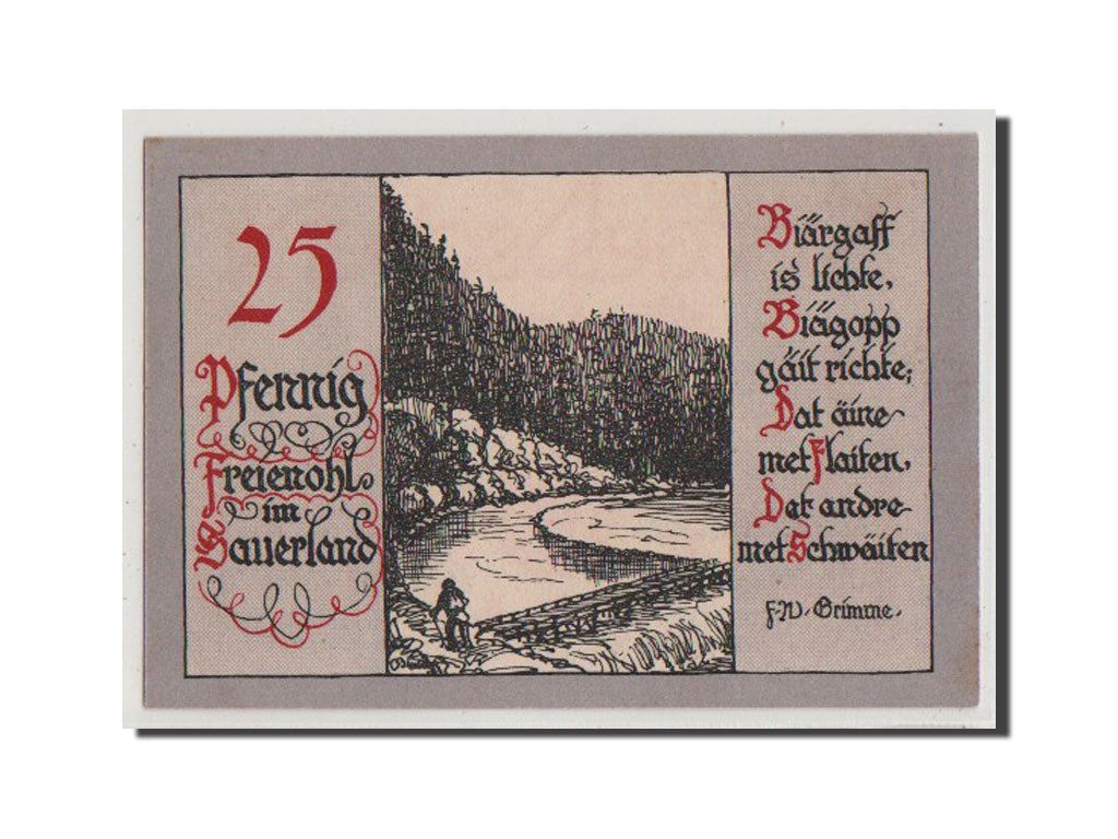Geldschein, Deutschland, Westfalen, 25 Pfennig, UNZ, Mehl:384.1