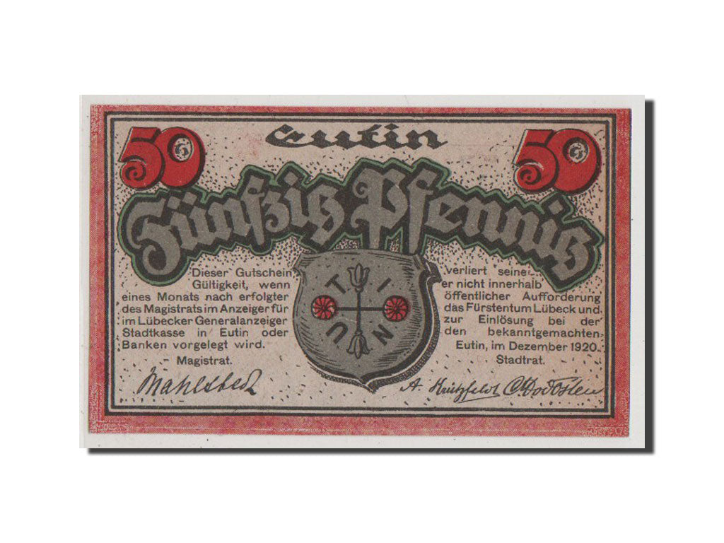 Geldschein, Deutschland, Eutin Stadt, 50 Pfennig, 1920, 1920-12-01, UNZ