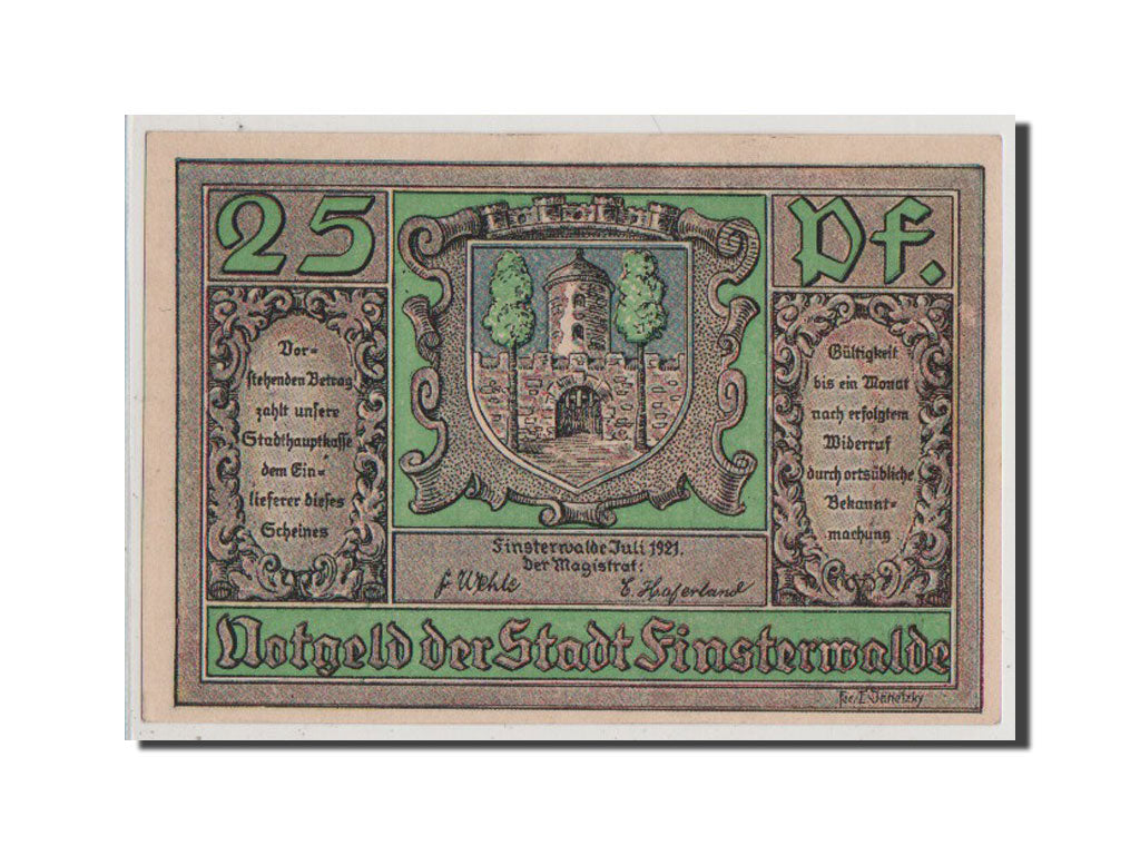 Geldschein, Deutschland, Finsterwalde, 25 Pfennig, 1921, 1921-07-01, UNZ
