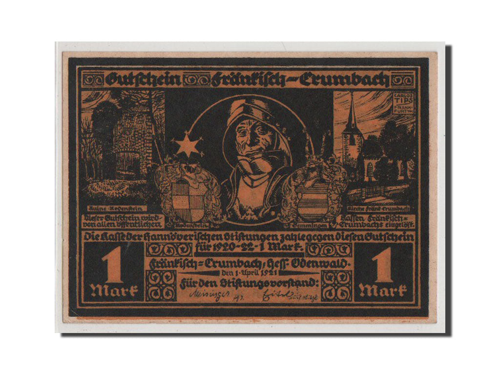 Banconote, Germania, Hessen, 1 Mark, 1921, SPL+, Mehl:372.2