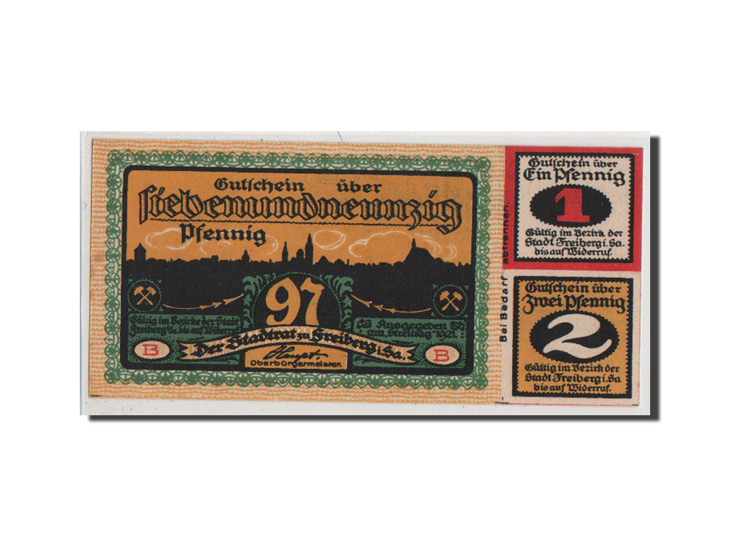 Banconote, Germania, Freiberg Stadt, 1 Mark, 1921, FDS, Mehl:379.1