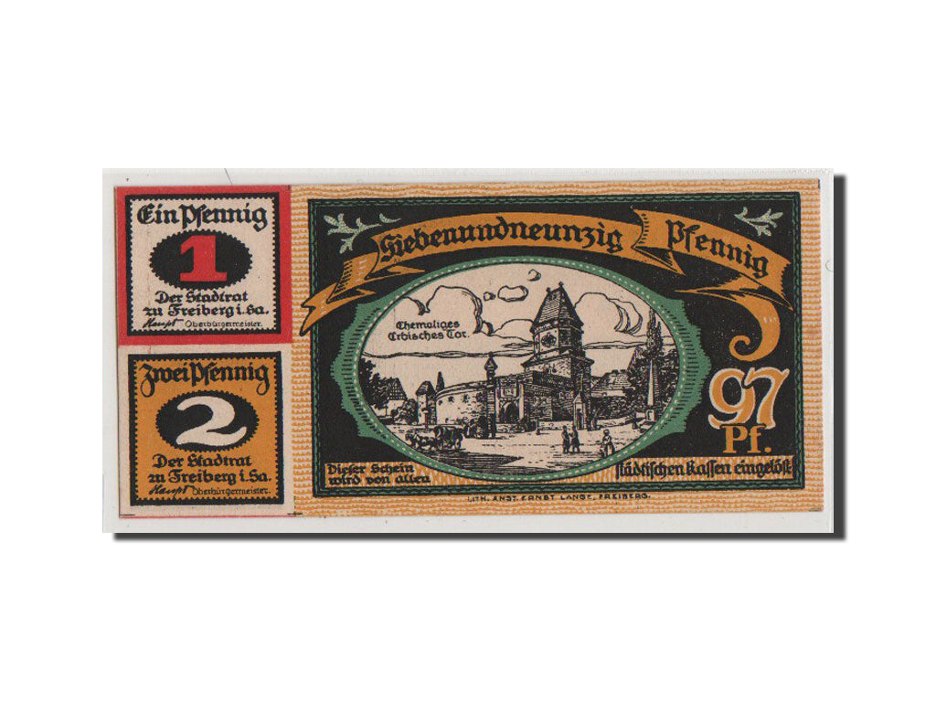 Banconote, Germania, Freiberg Stadt, 1 Mark, 1921, FDS, Mehl:379.1