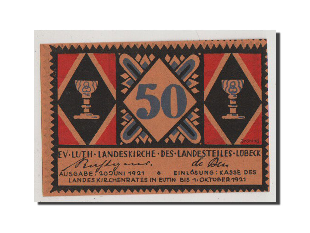 Banconote, Germania, Eutin Stadt, 50 Pfennig, 1921, FDS, Mehl:356.1