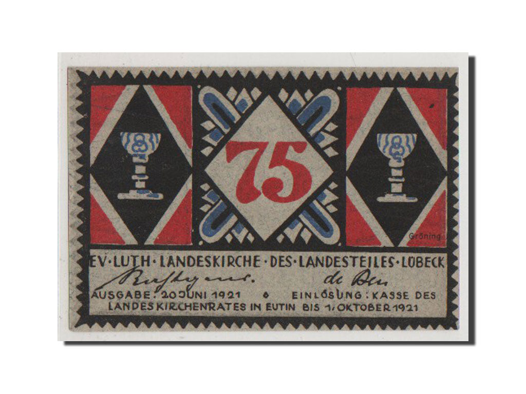 Banconote, Germania, Eutin Stadt, 75 Pfennig, 1921, SPL+, Mehl:356.1
