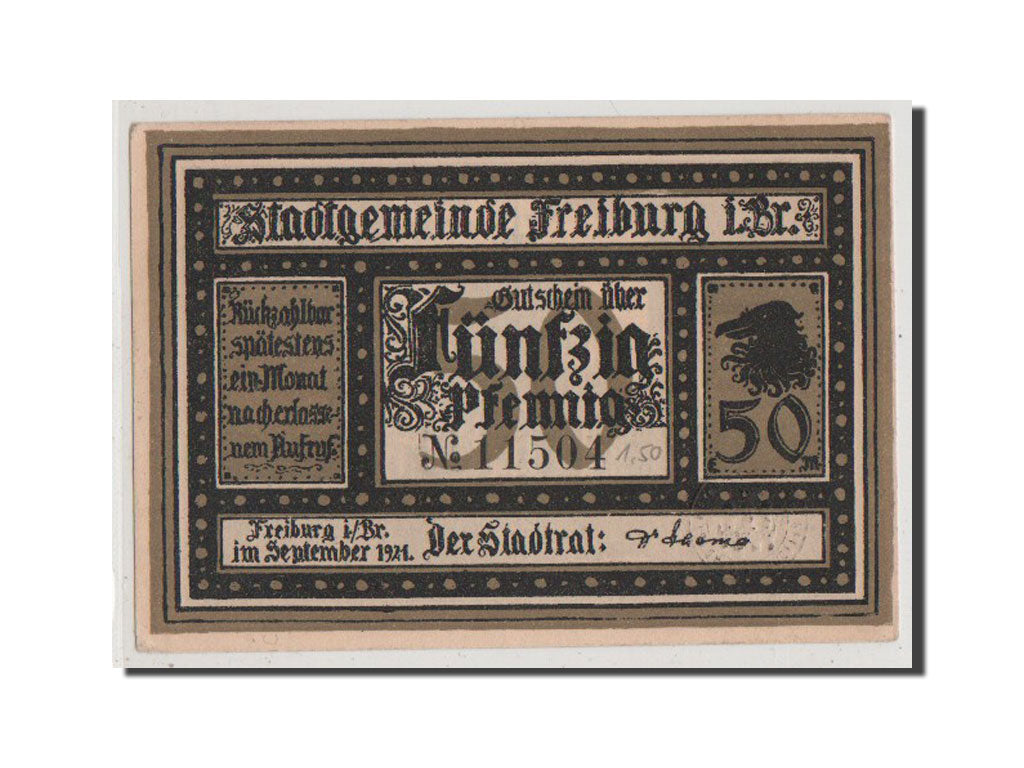 Banknote, Germany, Freiburg i. Br. Stadt, 50 Pfennig, 1921, 1921-09-01, UNC(64)