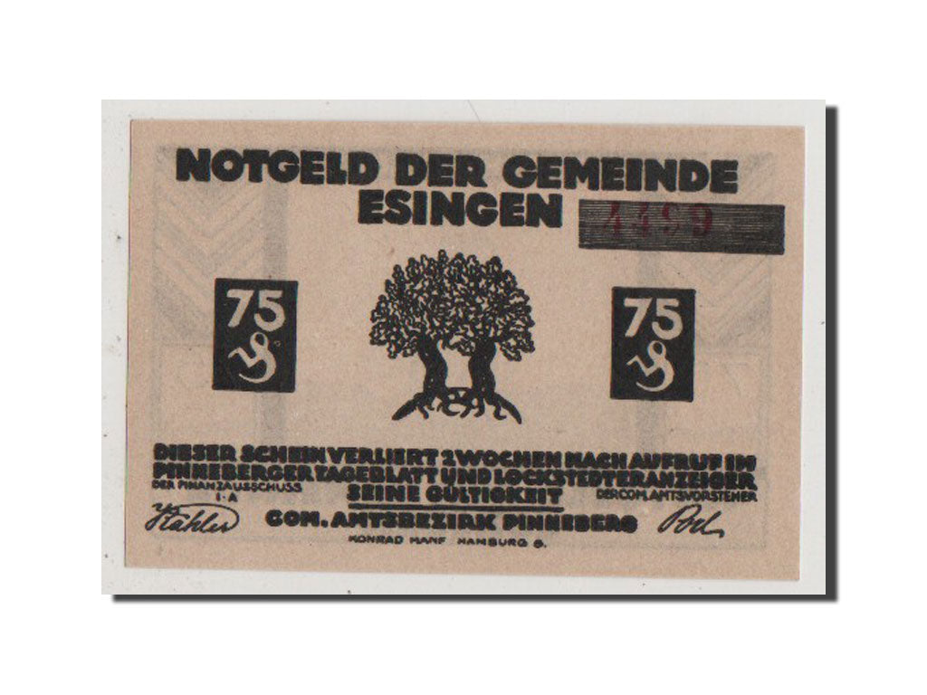Geldschein, Deutschland, Schleswig-Holstein, 75 Pfennig, UNZ, Mehl:353.2