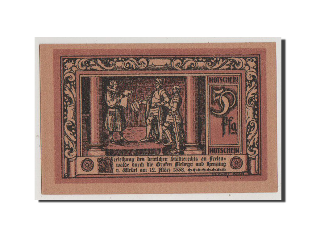 Banconote, Germania, Freienwalde Stadt, 50 Pfennig, FDS, Mehl:385.12b
