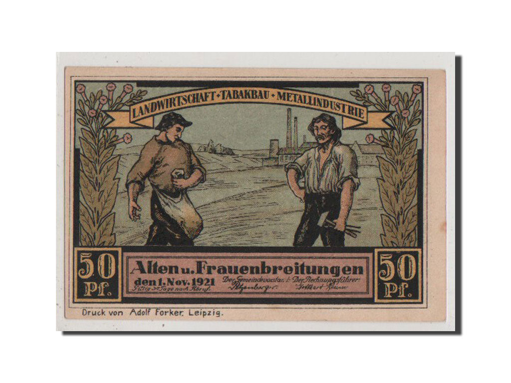 Billet, Allemagne, Alten und Frauenbreitungen, 50 Pfennig, 1921, SPL+, Mehl:18.1