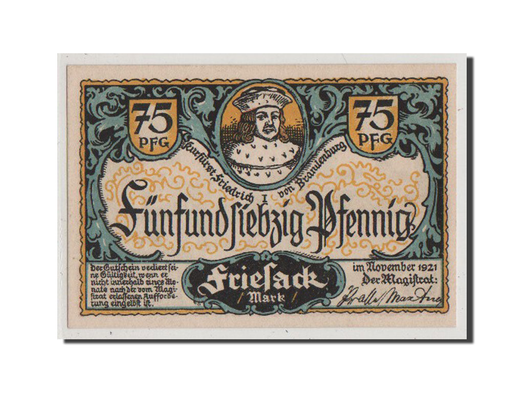 Banknote, Germany, Friesack Stadt, 75 Pfennig, 1921, 1921-11-01, UNC(65-70)