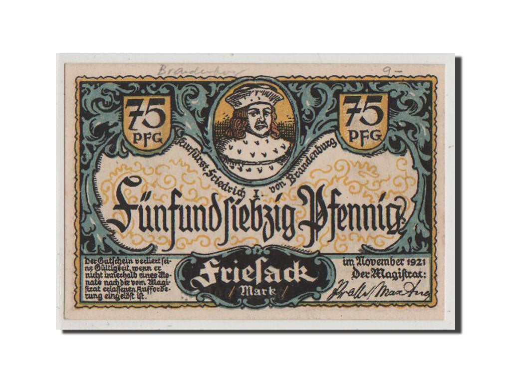 Banconote, Germania, Friesack Stadt, 75 Pfennig, 1921, 1921-11-01, SPL+