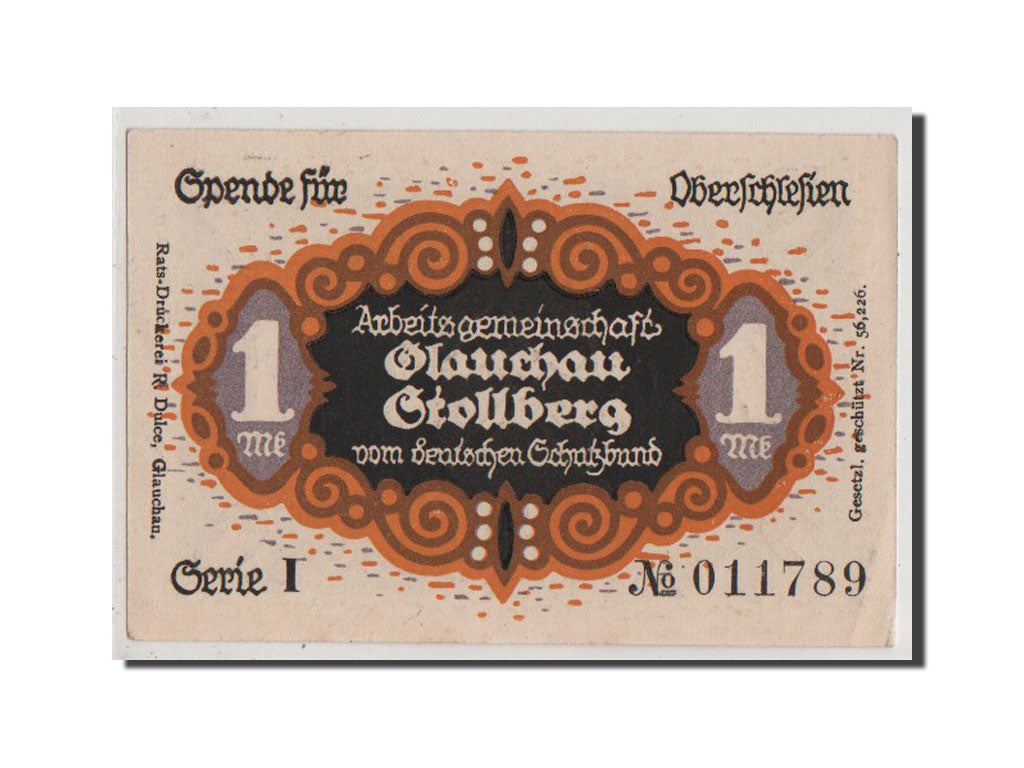 Banconote, Germania, Glauchau Stadt, 1 Mark, SPL+, Mehl:433.1