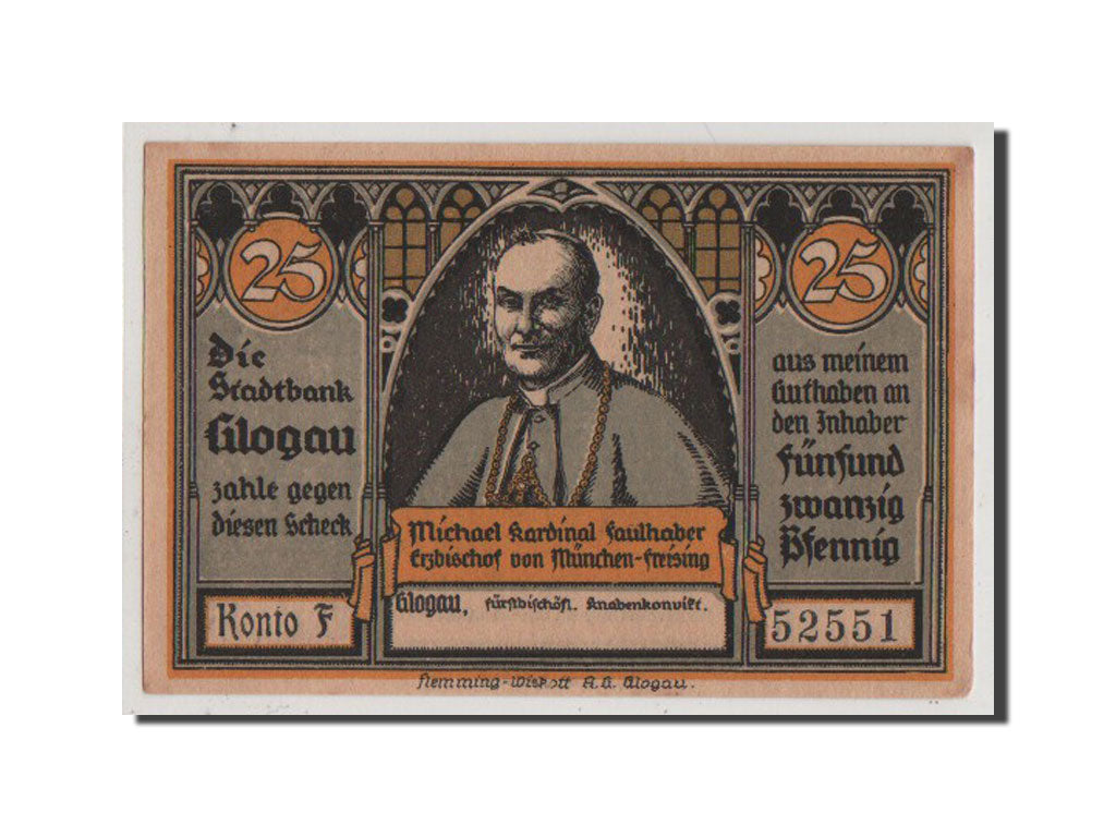 Banconote, Germania, Glogau Stadt, 25 Pfennig, FDS, Mehl:438.1a