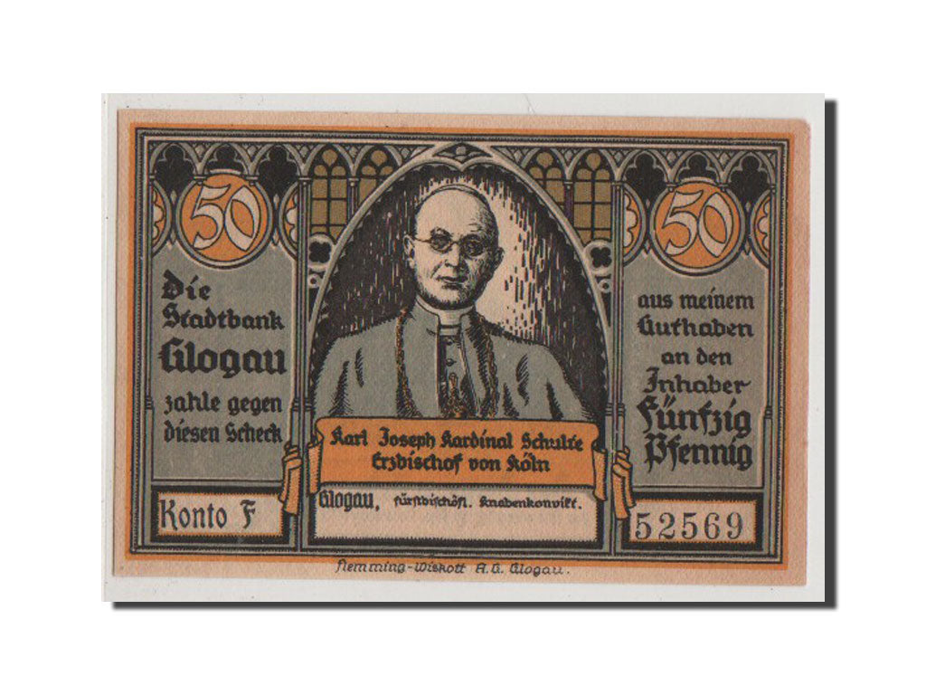 Banconote, Germania, Glogau Stadt, 50 Pfennig, FDS, Mehl:438.1a