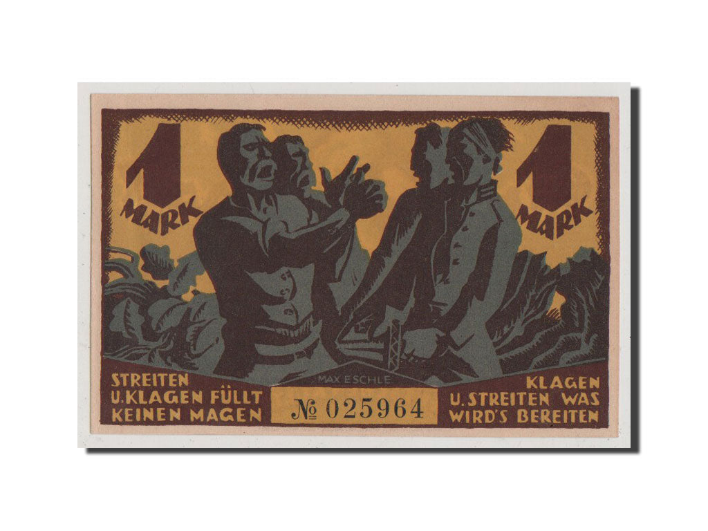 Banconote, Germania, Glauchau Stadt, 1 Mark, 1921, SPL+, Mehl:435.1