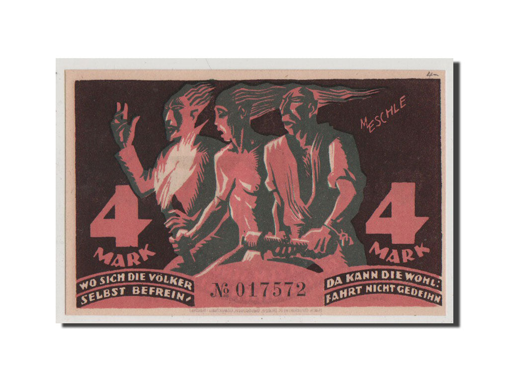 Banconote, Germania, Glauchau Stadt, 4 Mark, 1921, FDS, Mehl:435.1