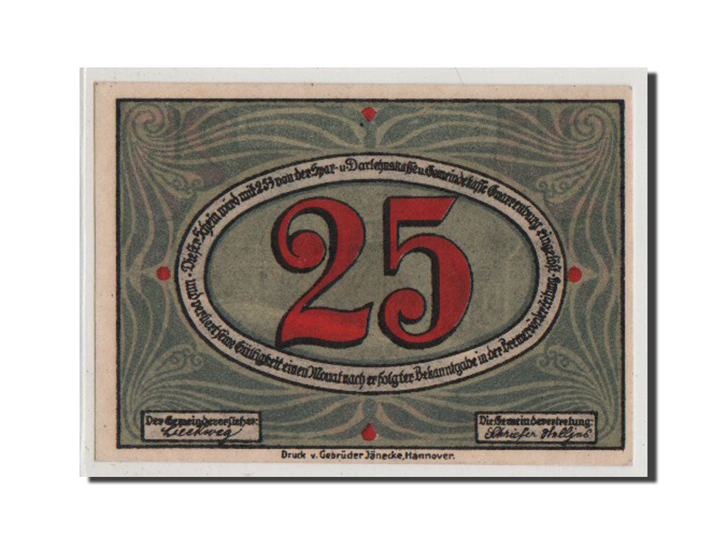 Banconote, Germania, Gnarrenburg Gemeinde, 25 Pfennig, FDS, Mehl:443.1