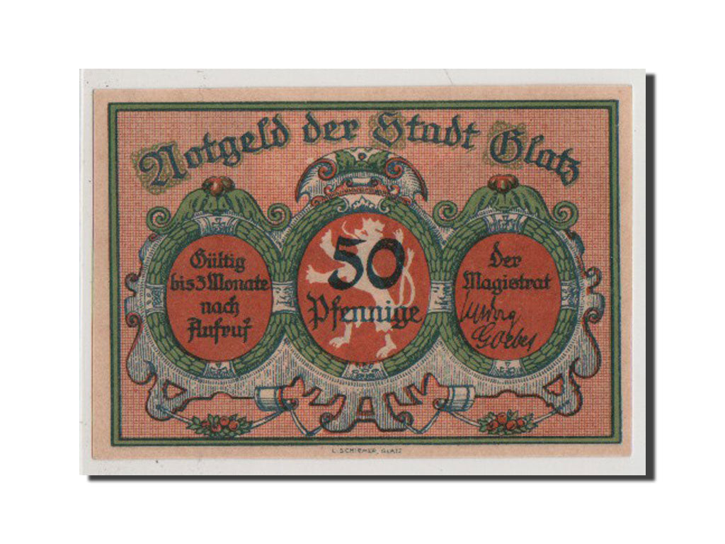 Banconote, Germania, Glatz, 50 Pfennig, 1921-05-01, SPL+, Mehl:431