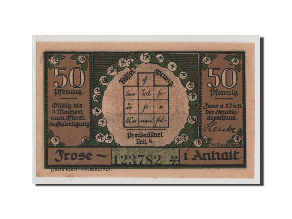 Billet, Allemagne, Frose, 50 Pfennig, 1921, NEUF, Mehl:398.4a