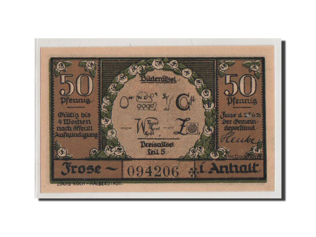 Billet, Allemagne, Frose, 50 Pfennig, 1921, NEUF, Mehl:398.4a