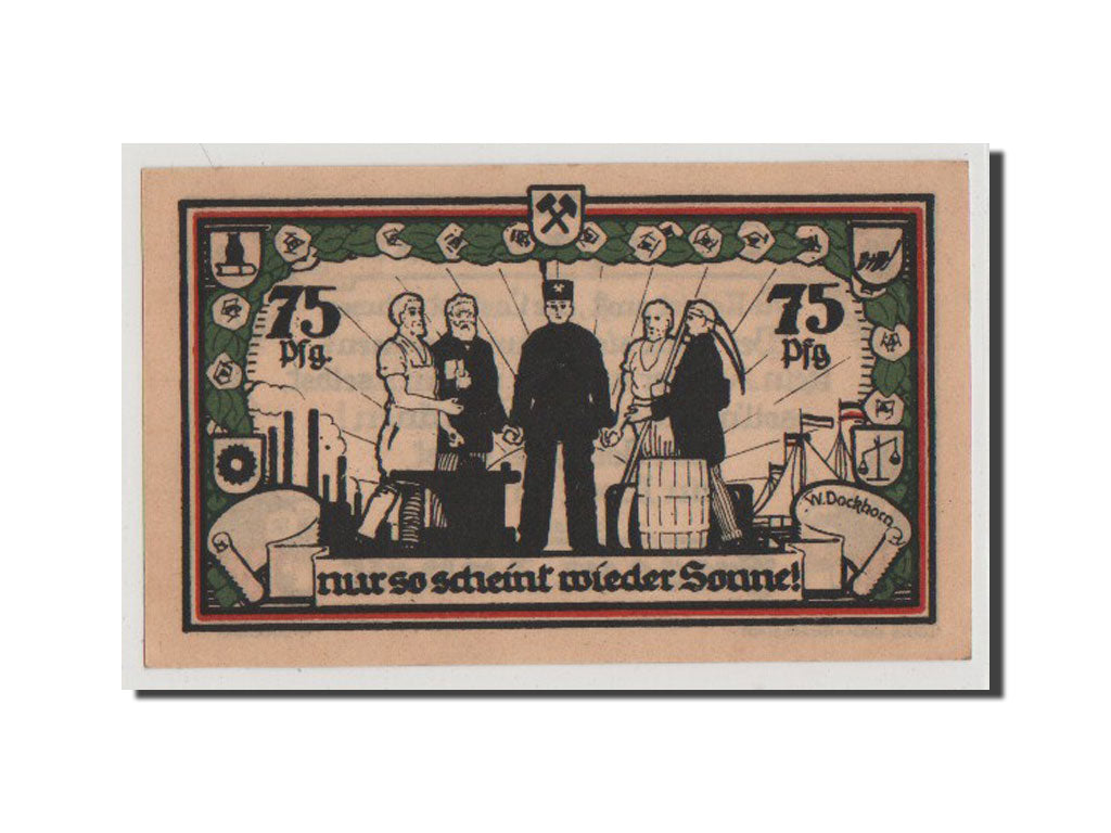 Banconote, Germania, Frose, 75 Pfennig, 1921, FDS, Mehl:398.4a