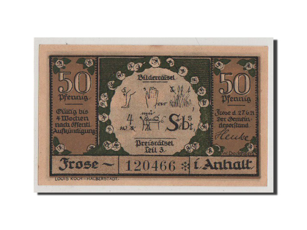 Billete, Alemania, Frose, 50 Pfennig, 1921, UNC, Mehl:398.4a