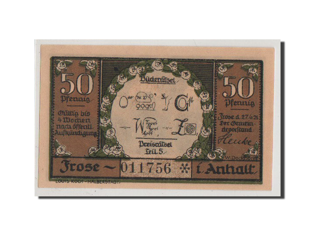 Geldschein, Deutschland, Frose, 50 Pfennig, 1921, UNZ, Mehl:398.4a