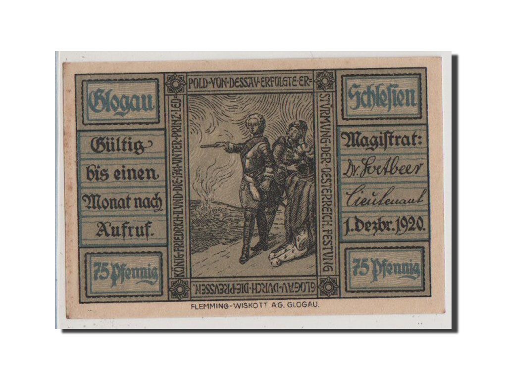 Geldschein, Deutschland, Glogau Stadt, 75 Pfennig, 1920, UNZ-, Mehl:439.1