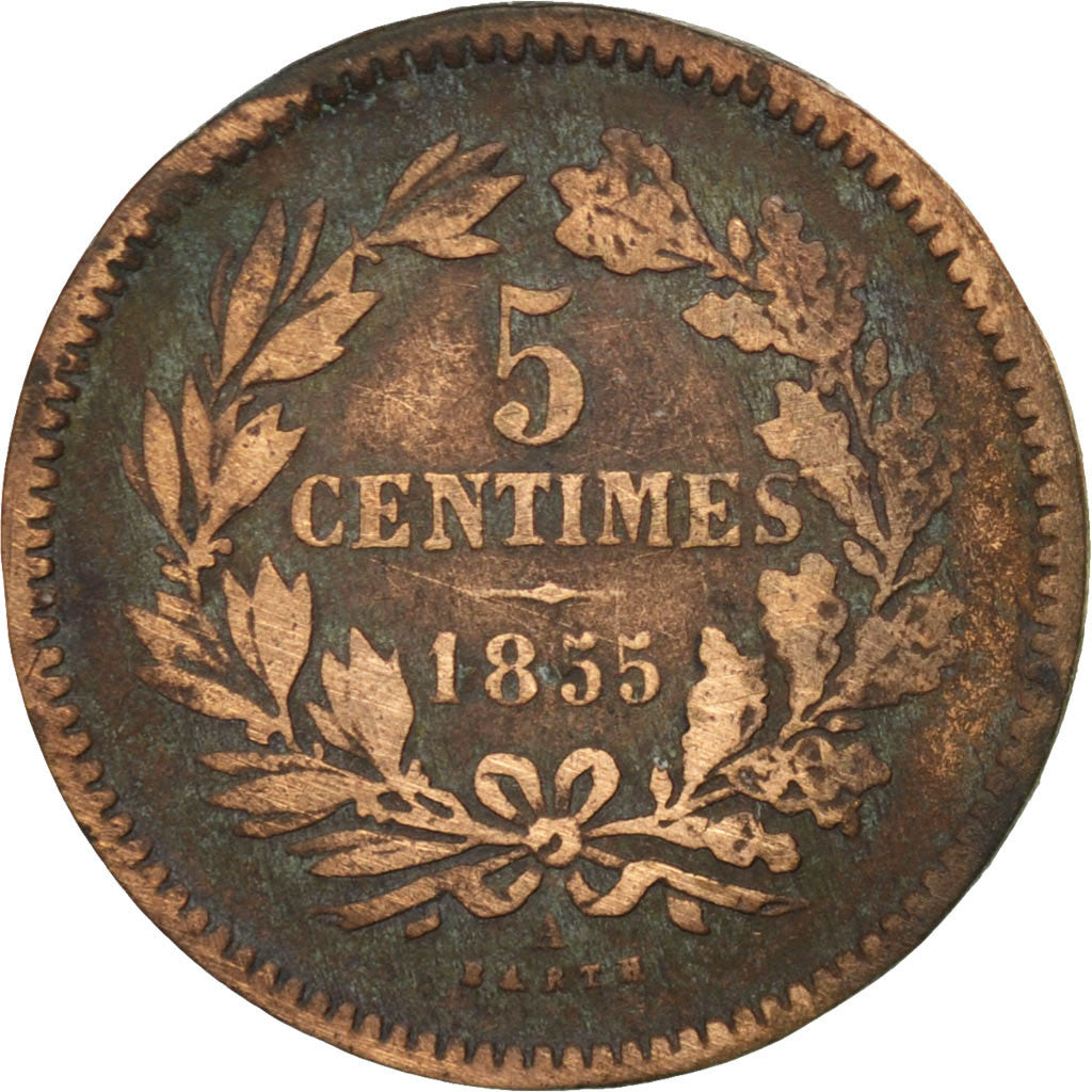 Coin, Luxembourg, William III, 5 Centimes, 1855, Paris, VF(20-25), Bronze