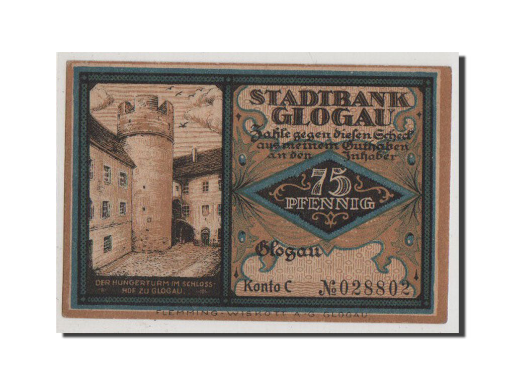 Banconote, Germania, Glogau Stadt, 75 Pfennig, SPL+, Mehl:440.1a