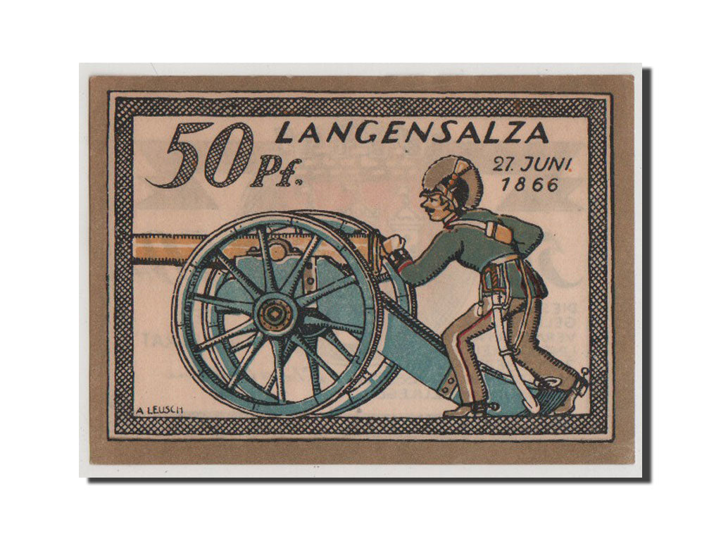 Banconote, Germania, Langensalza Stadt, 50 Pfennig, 1921, FDS, Mehl:770.3