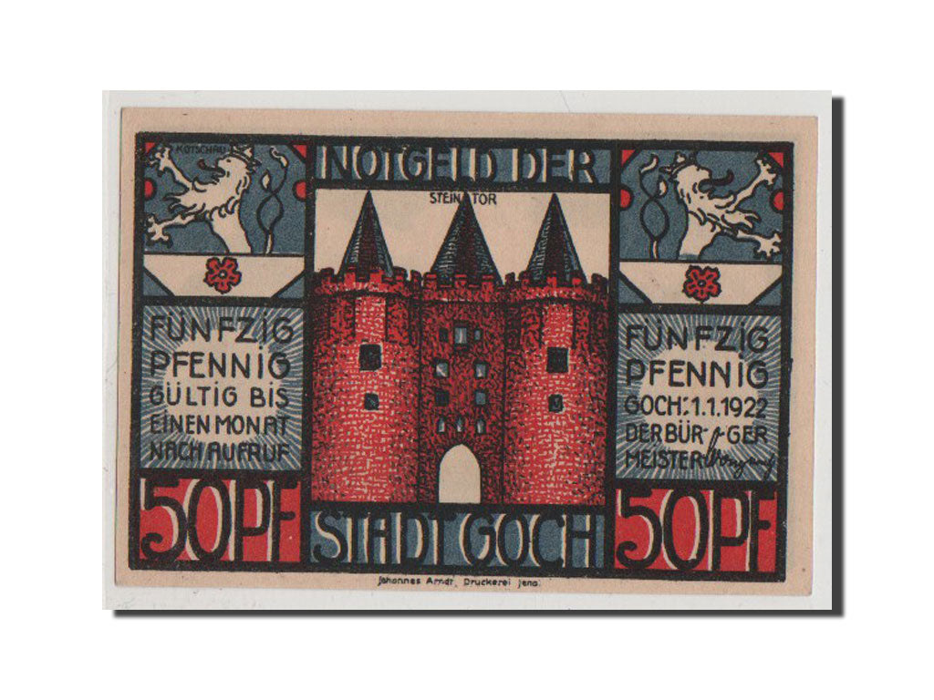 Banconote, Germania, Goch, 50 Pfennig, 1922, FDS, Mehl:445.3a