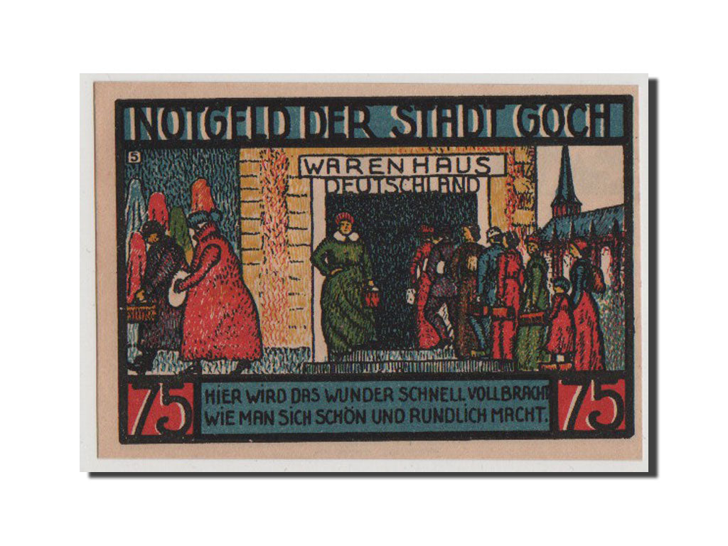 Geldschein, Deutschland, Goch, 75 Pfennig, 1921, UNZ, Mehl:445.3a