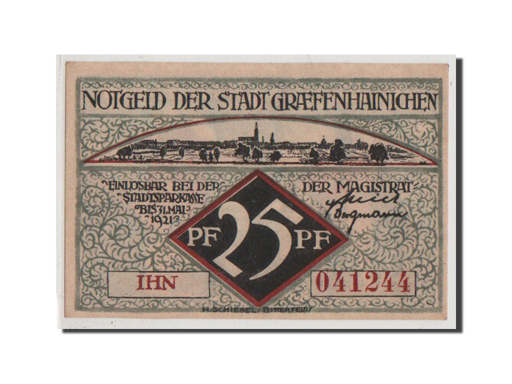 Banconote, Germania, Grafenhainichen Stadt, 25 Pfennig, FDS, Mehl:461.3
