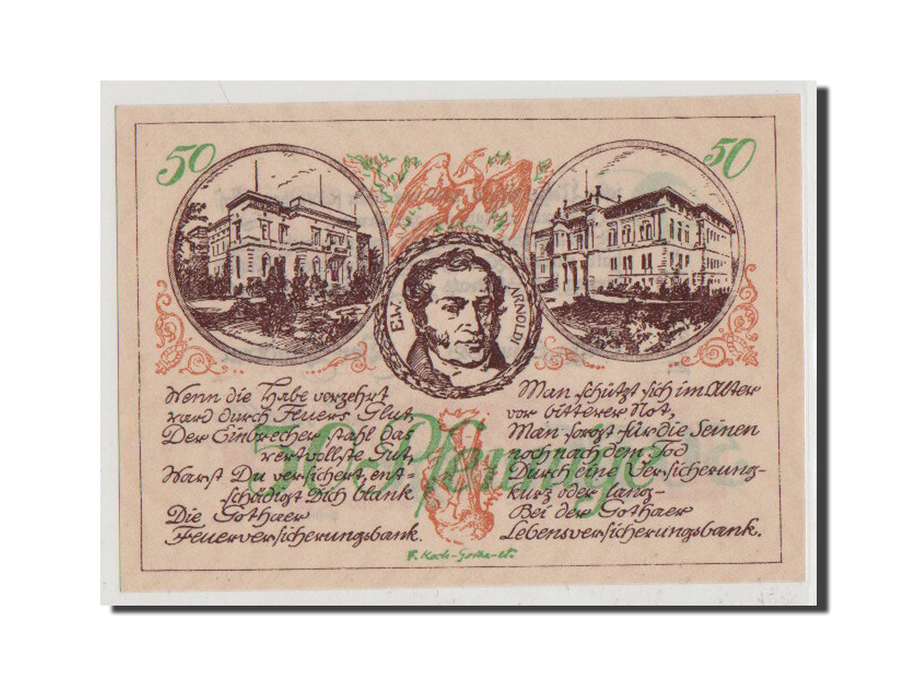 Banconote, Germania, Gotha Stadt, 50 Pfennig, 1921, FDS, Mehl:456.6