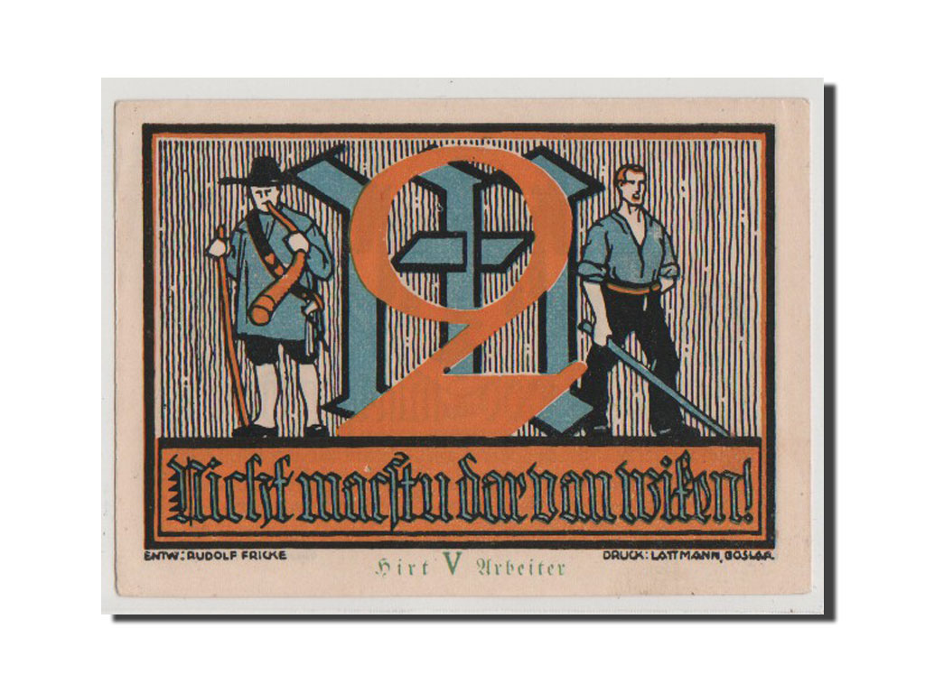 Banconote, Germania, Goslar Stadt, 2 Mark, 1922, FDS, Mehl:455.3