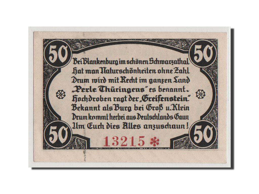 Billet, Allemagne, Schwarzburg-Rudolstadt, 50 Pfennig, 1921, NEUF, Mehl:469.2
