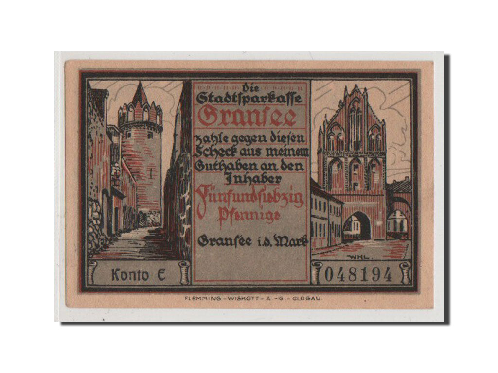 Geldschein, Deutschland, Gransee, 75 Pfennig, UNZ, Mehl:465.1a