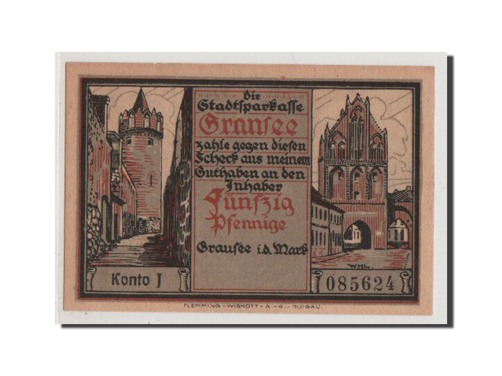 Geldschein, Deutschland, Gransee, 50 Pfennig, UNZ, Mehl:465.1a