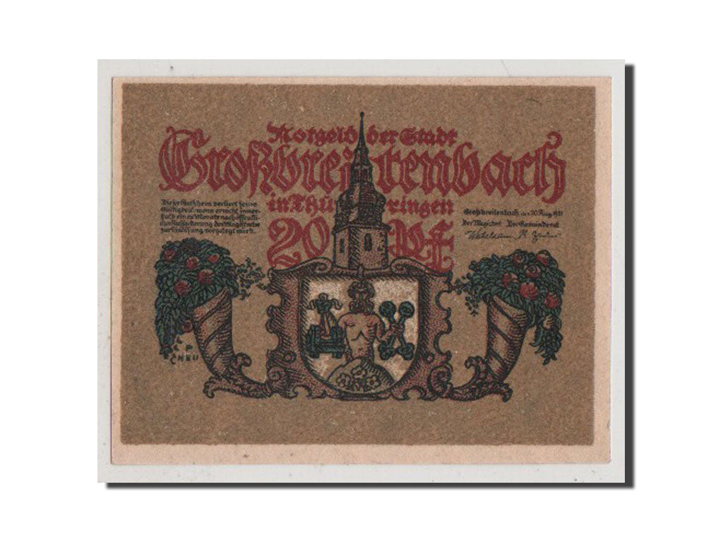 Geldschein, Deutschland, Grossbreitenbach Stadt, 20 Pfennig, 1921, UNZ