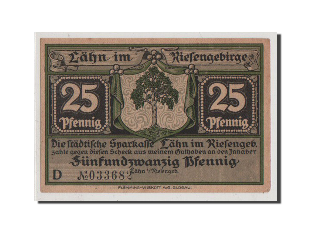 Banknote, Germany, Lahn Stadtische Sparkasse, 25 Pfennig, UNC(64), Mehl:756.1b