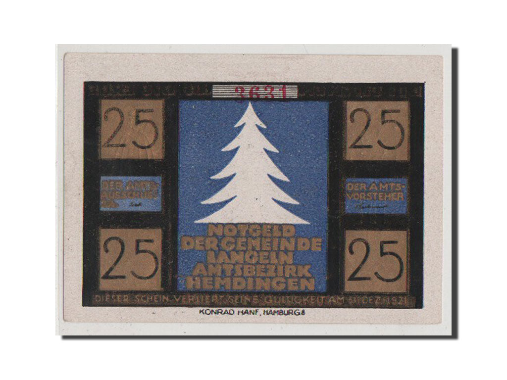 Geldschein, Deutschland, Langeln, 25 Pfennig, UNZ, Mehl:764.1a