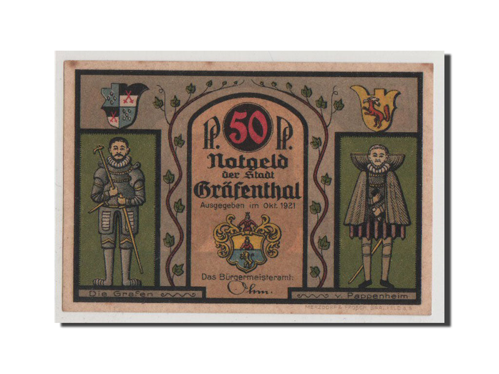 Banconote, Germania, Grafenthal, 50 Pfennig, 1921, SPL+, Mehl:463.1a