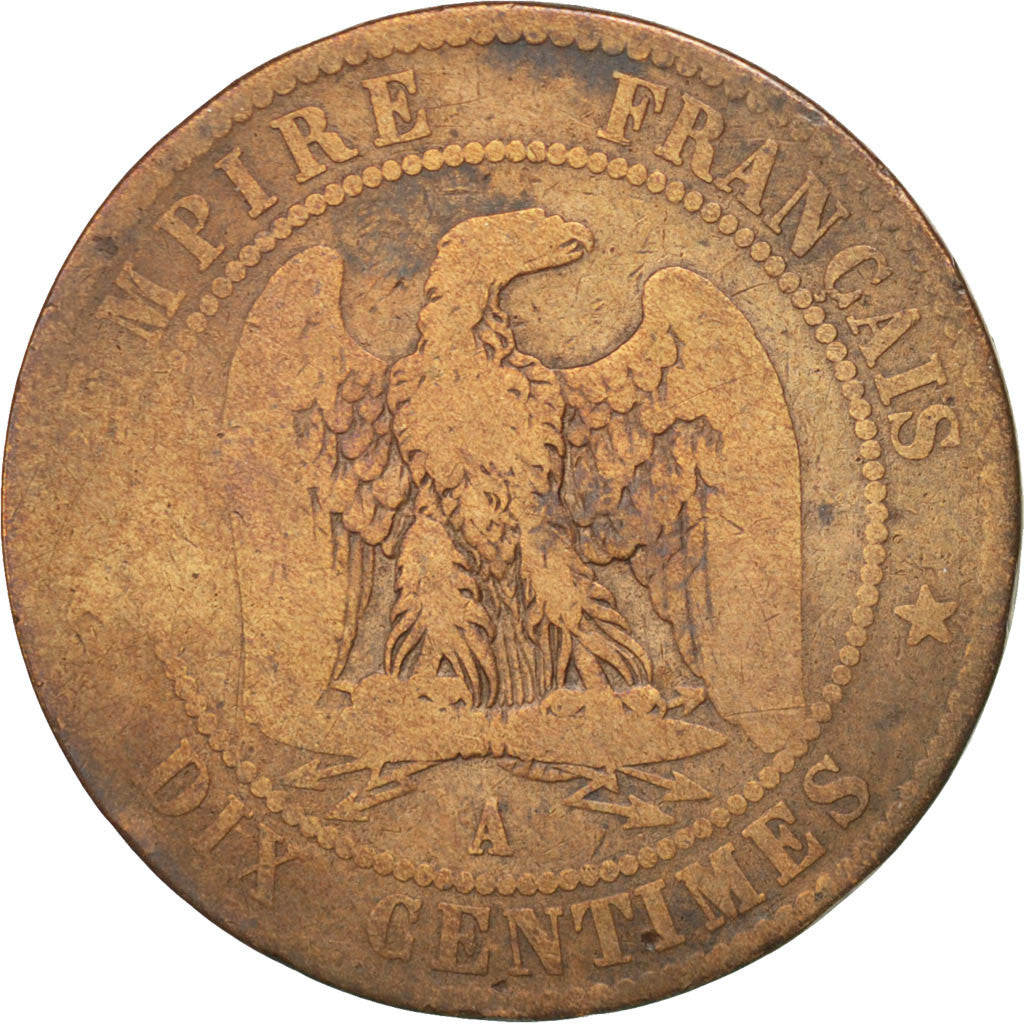 Monnaie, France, Napoleon III, Napoléon III, 10 Centimes, 1855, Paris, B