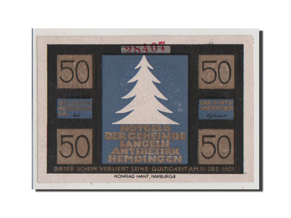 Geldschein, Deutschland, Langeln, 50 Pfennig, UNZ, Mehl:764.1a
