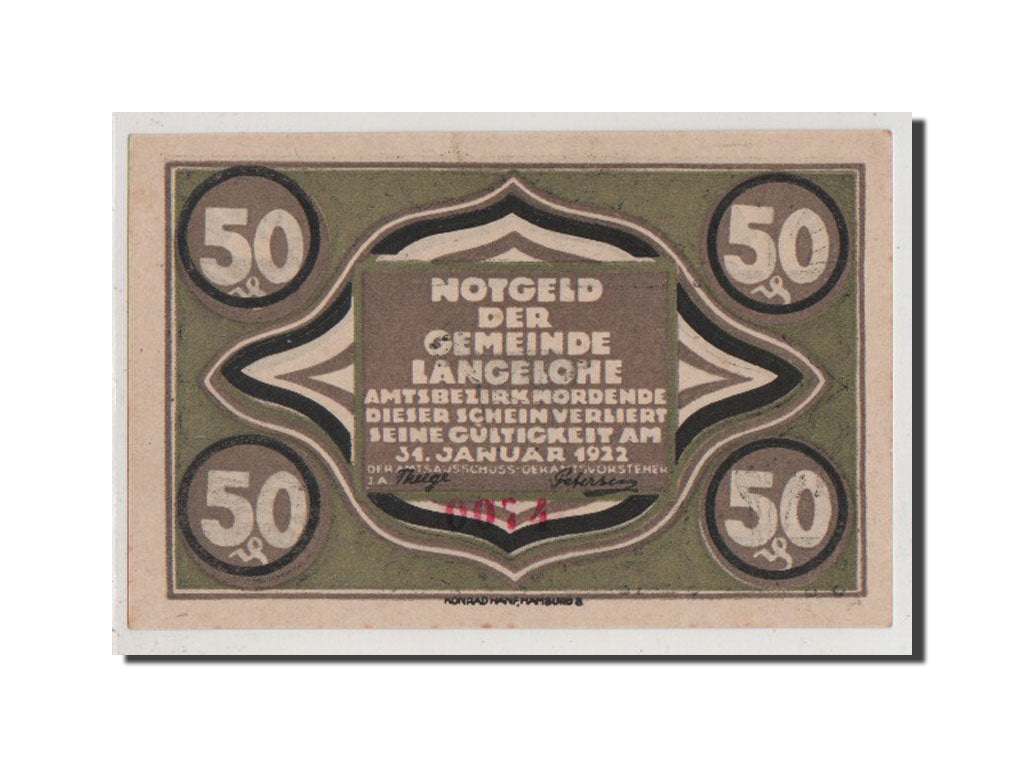 Banconote, Germania, Langelohe Gemeinde, 50 Pfennig, FDS, Mehl:765.1a