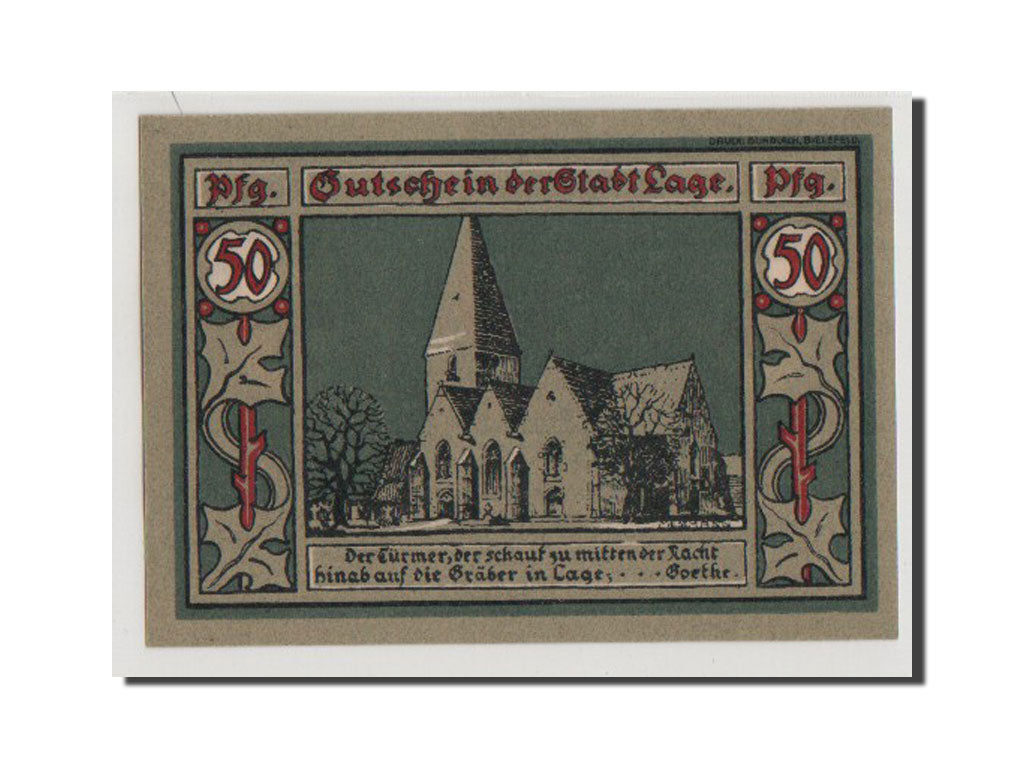 Billet, Allemagne, Lage Stadt, 50 Pfennig, 1921, 1921-02-01, NEUF, Mehl:757.2