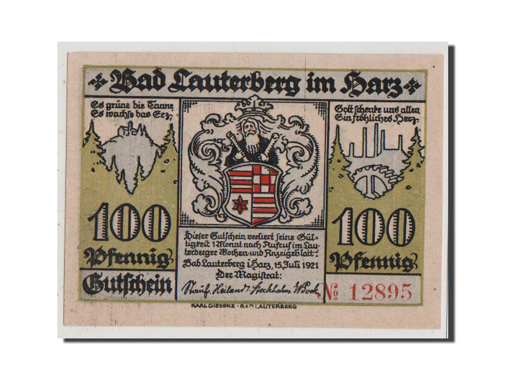 Geldschein, Deutschland, Lauterberg, 100 Pfennig, 1921, UNZ, Mehl:779.1d