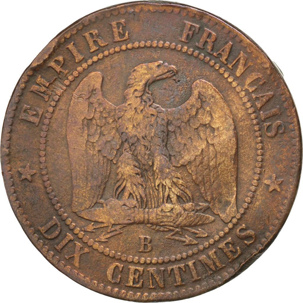 Monnaie, France, Napoleon III, Napoléon III, 10 Centimes, 1855, Rouen, B+